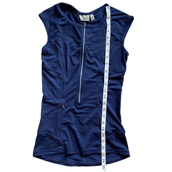 Athleta Pacifica Navy Blue Zip Front Sleeveless Spandex Athletic Workout Top - Picture 5 of 9